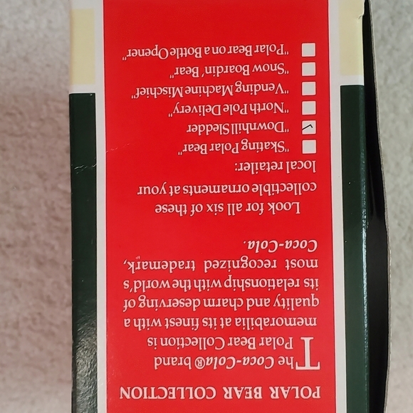 Coca Cola Polar Bear collection.  VINTAGE. NWT. downhill  sledder. Ornament - Picture 5 of 7